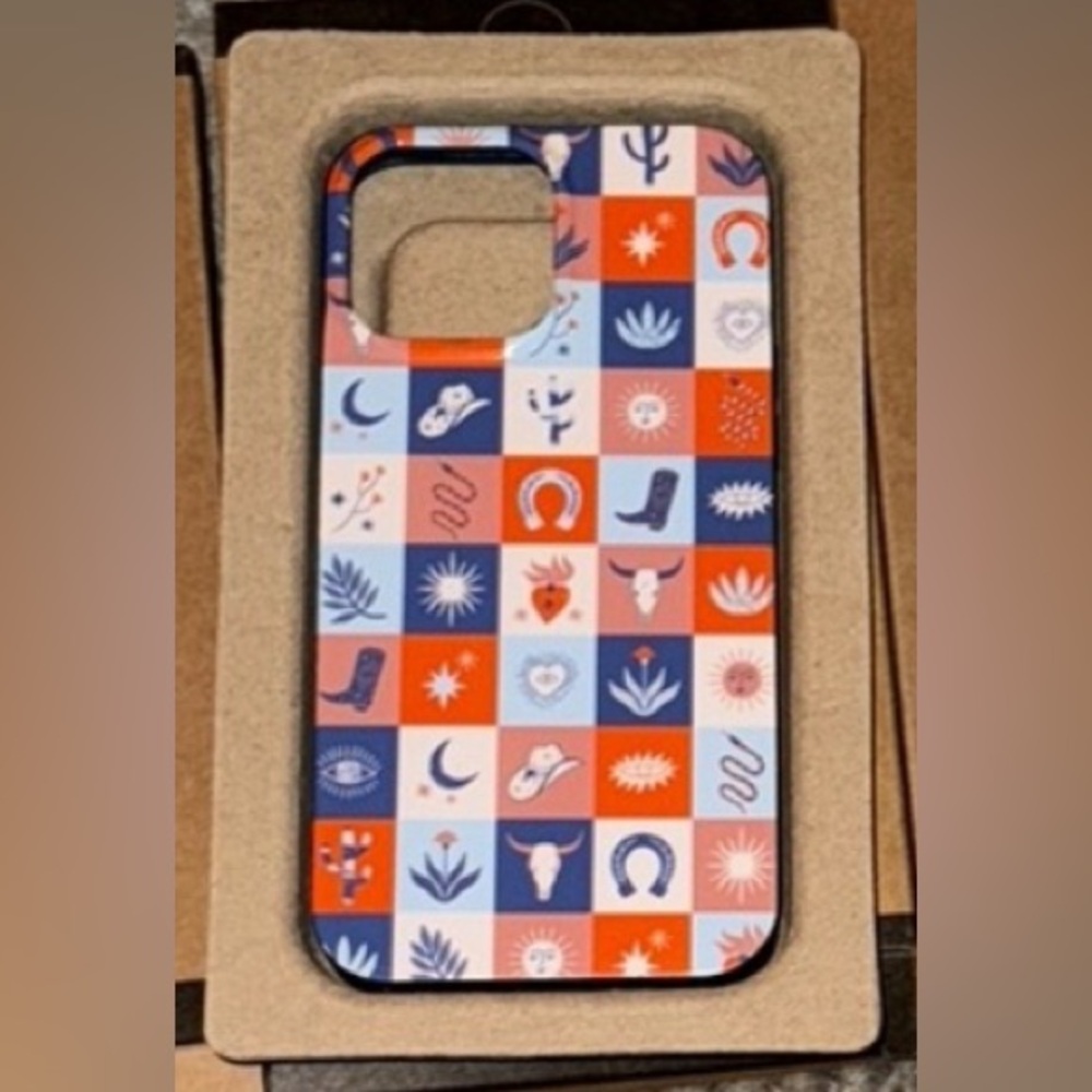 Vibrant Patterned Phone Case with Red and Blue Accents